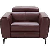 Lorenzo Power Motion Accent Chair in Merlot Premium Italian Leather